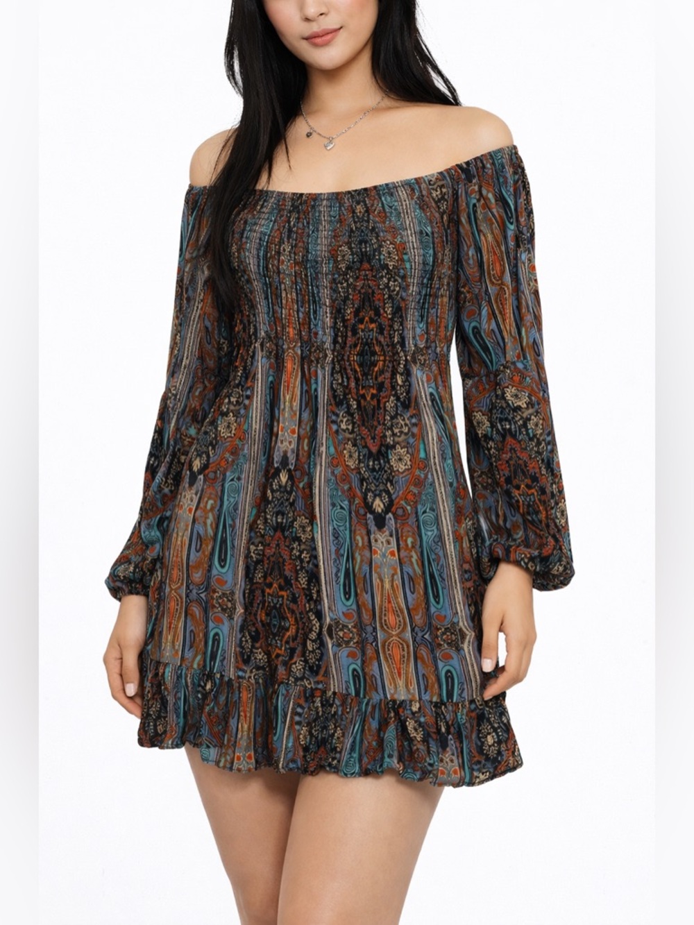 Band of Gypsies Multicolor Boho Long Sleeve Dress